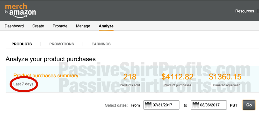 Merch Earnings July / August 2017