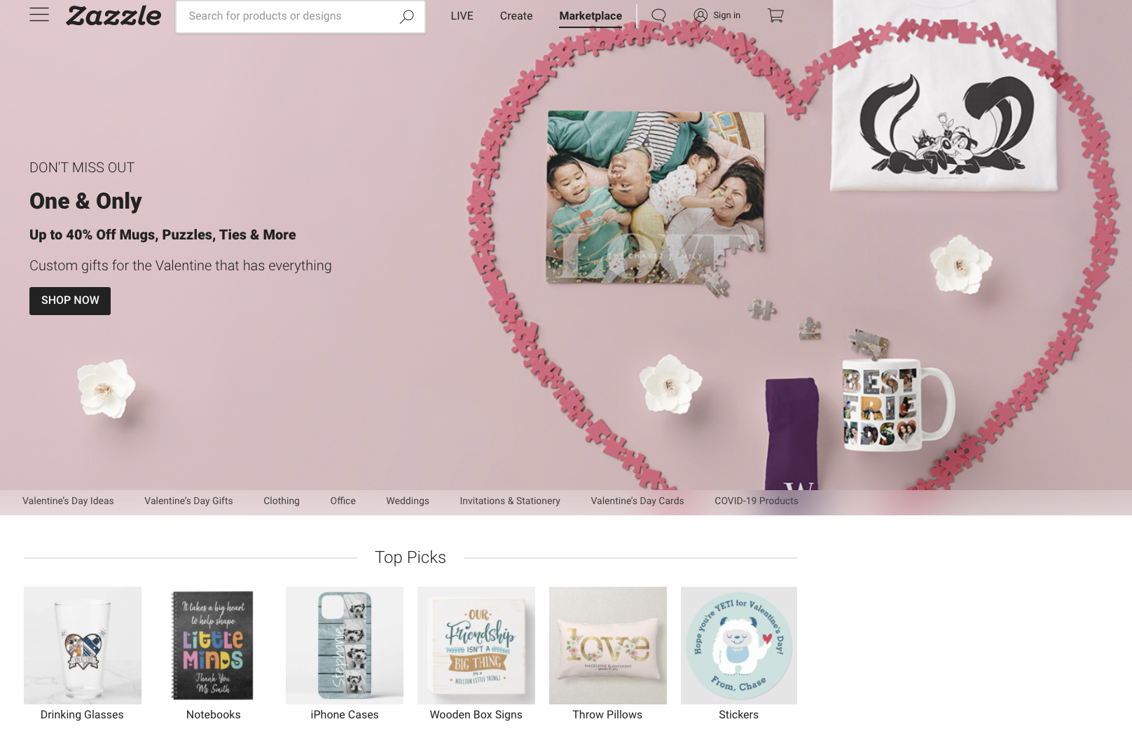 Zazzle Homepage